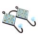 Turquoise And Navy Blue Flower Ceramic Tiles Hooks